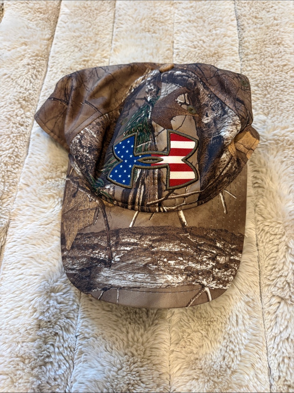 Under Armour Camo Hat with American Flag Logo